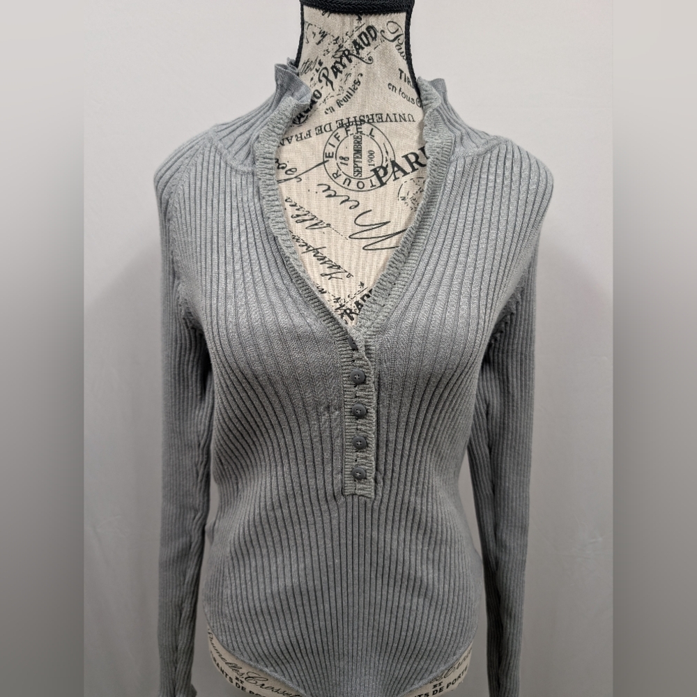 Intimately Free People Gray Ribbed Bodysuit